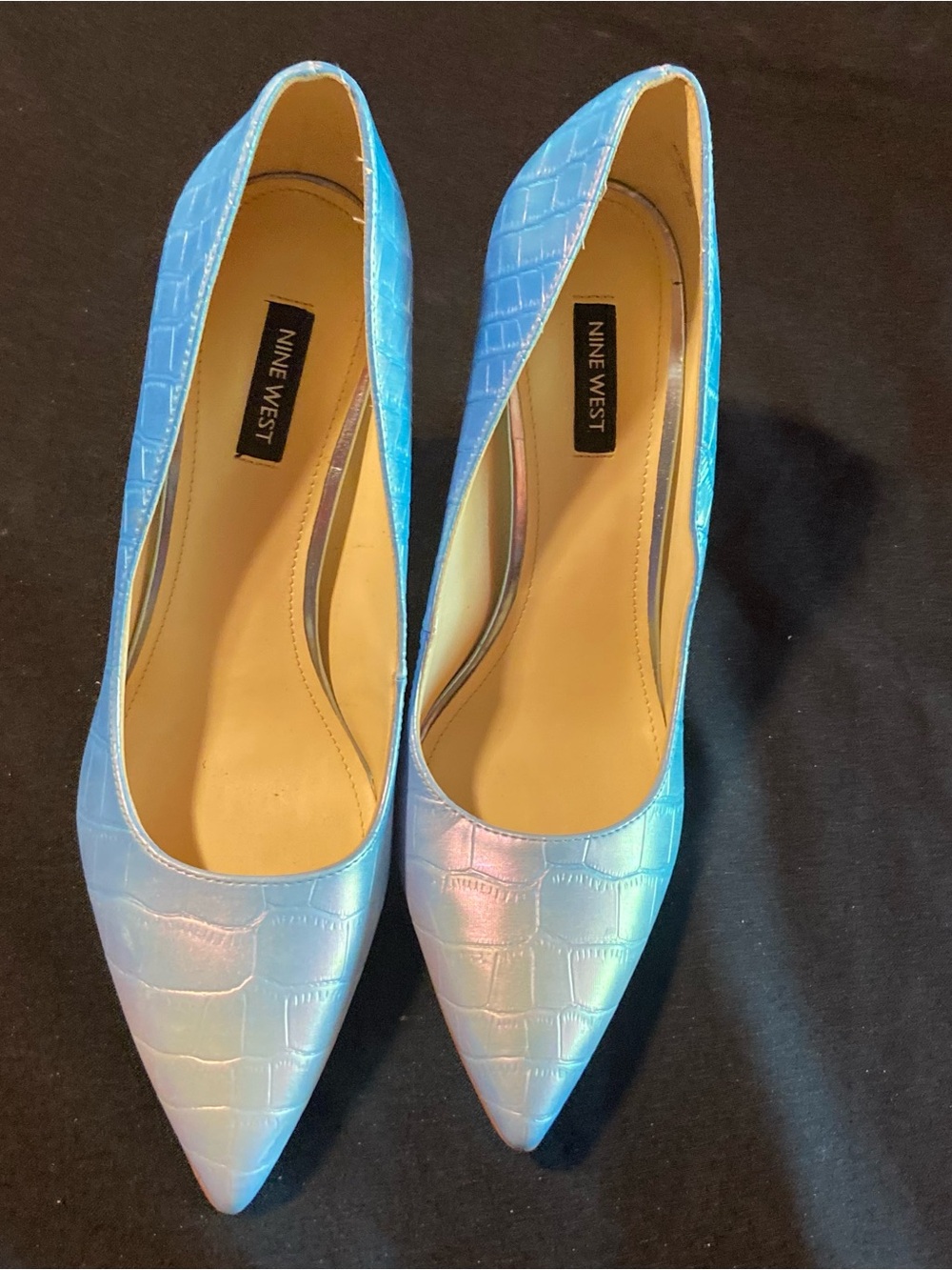 Nine West Iridescent Light Blue Pointed Toe Pumps